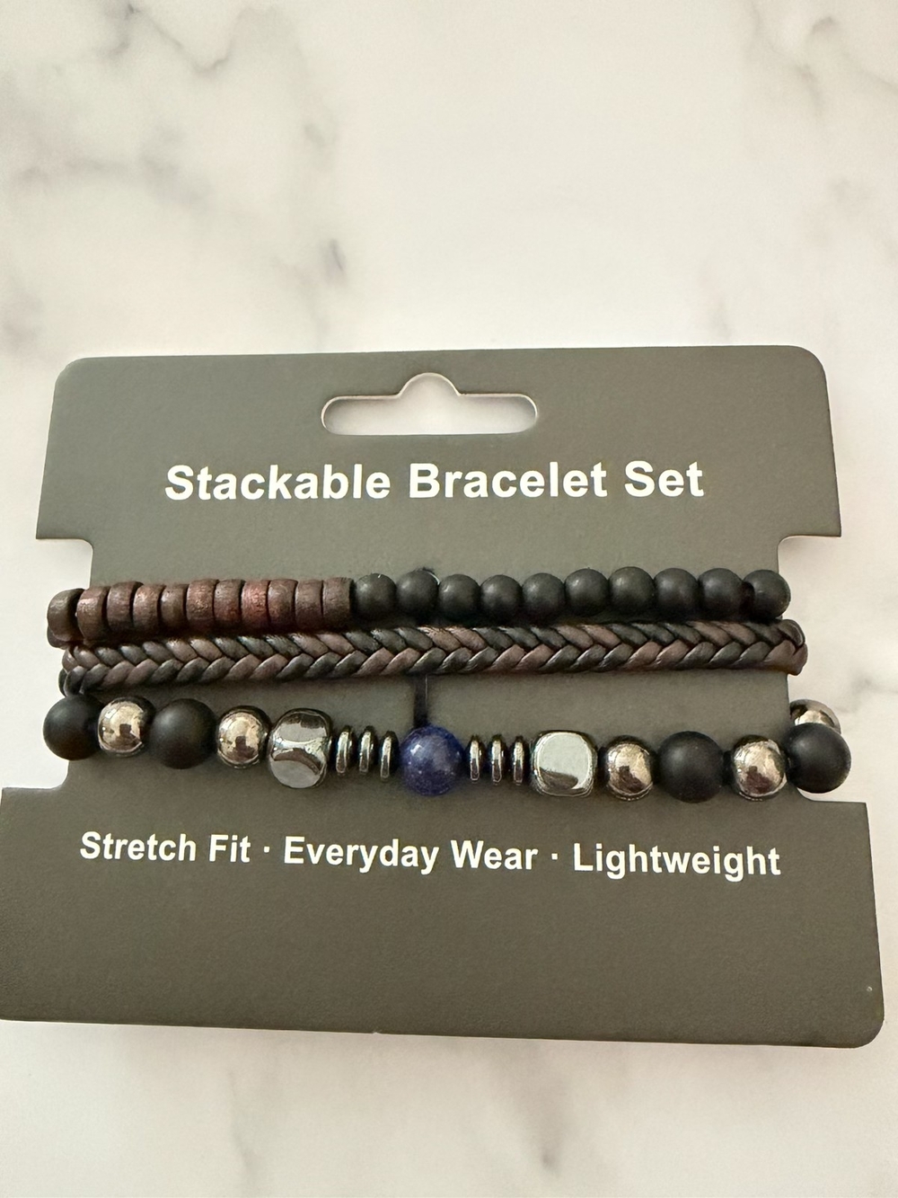 Men's Brown & Black Stackable Bracelet Set